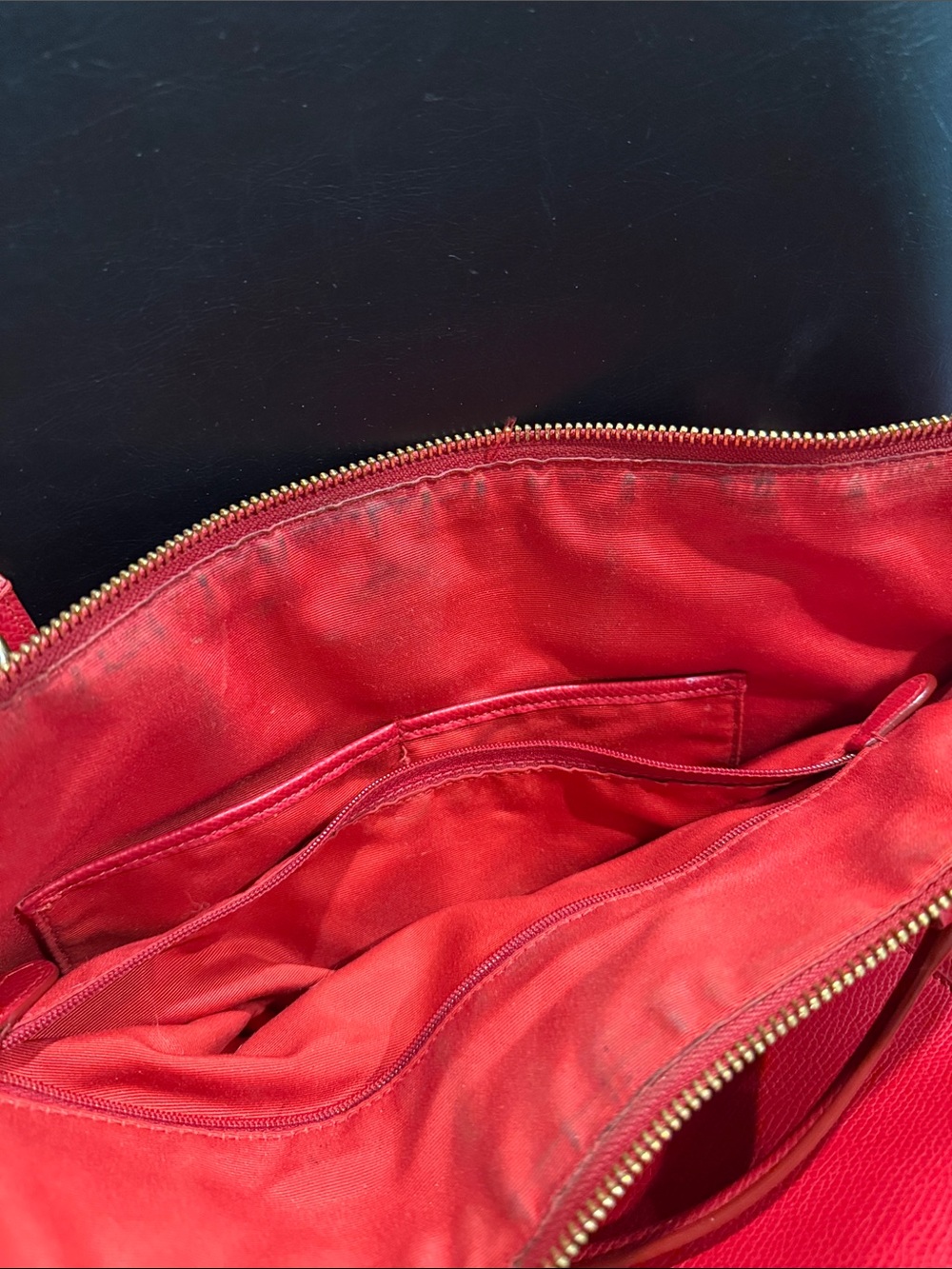 Coach Red Leather Tote with Gold Accents - Picture 7 of 12